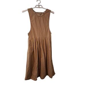 LL Bean vintage dress womens 14 khaki tan jumper cotton pocket USA